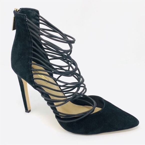 BCBGeneration Caliko Suede Back Zipper Strappy Cage Shoes - Picture 1 of 15